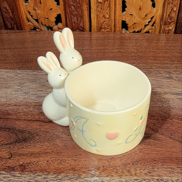 Vintage Kathy Orr for Charpente Bunny ABC Ceramic Mini Planter - Picture 2 of 9
